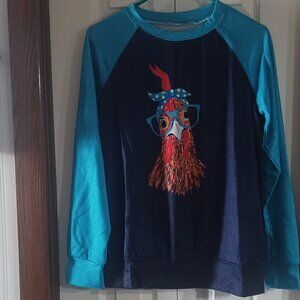 NWT Chicken with bandana headband and glasses - Funny Chicken Shirt